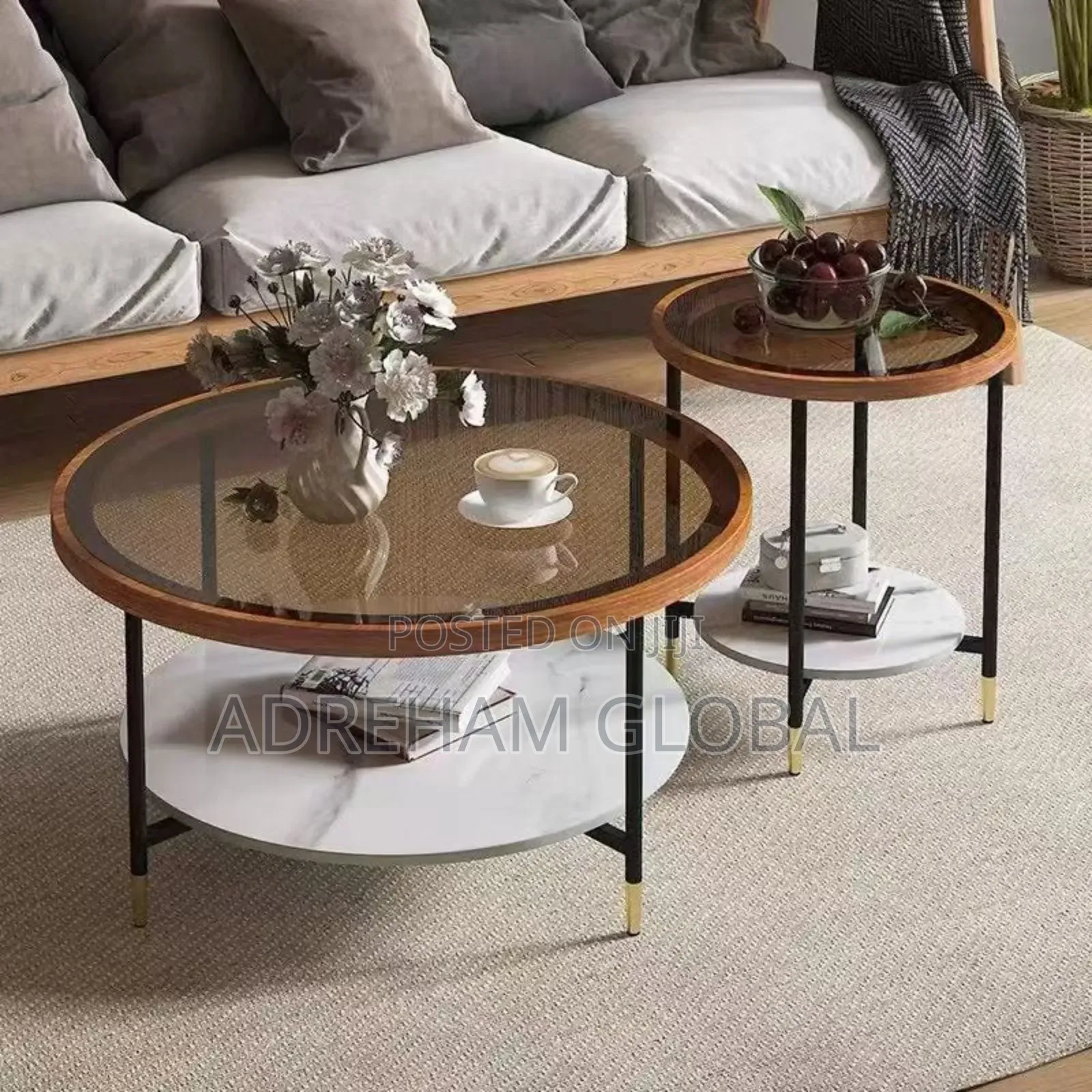 Nordic Twin Glass Top Living Room Centre Table