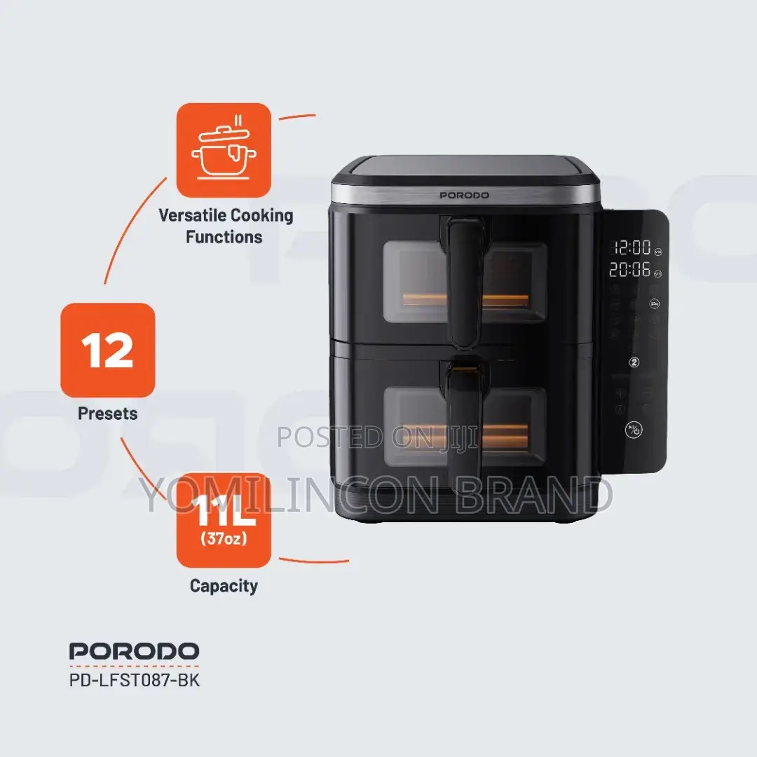 Porodo Lifestyle Double Stack Air Fryer With 12 Presets