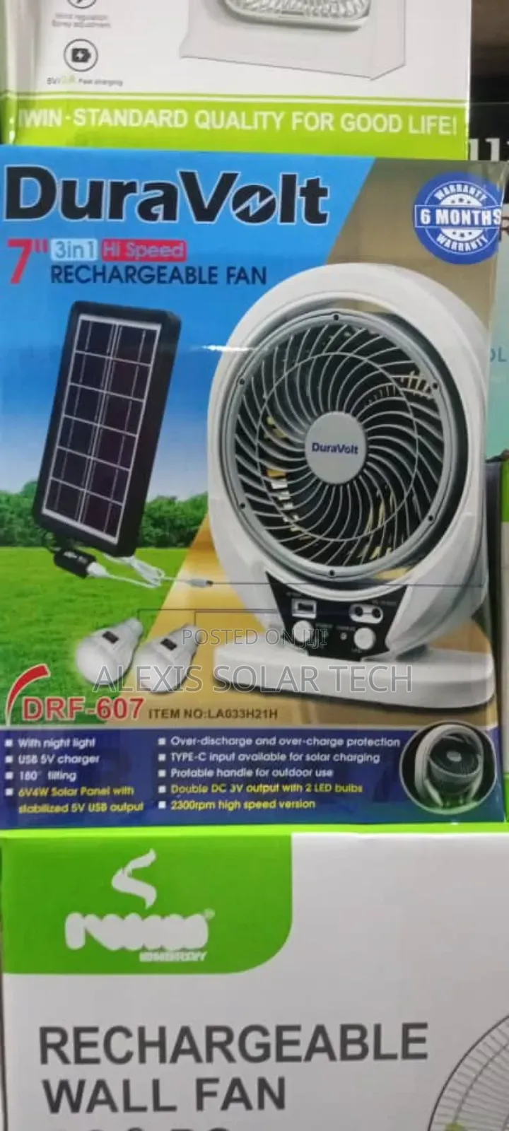 7inches Duravolts Rechargeable Fan