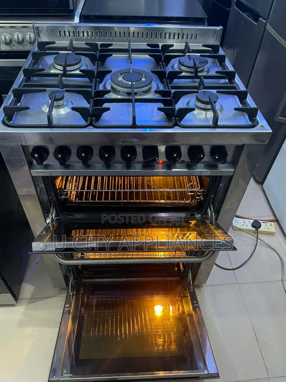 Uk 5burner Standing Electric Gas Cooker