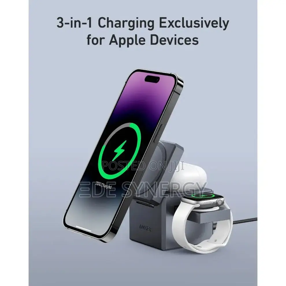 Anker 3 in 1 Cube With Magsafe, Gray
