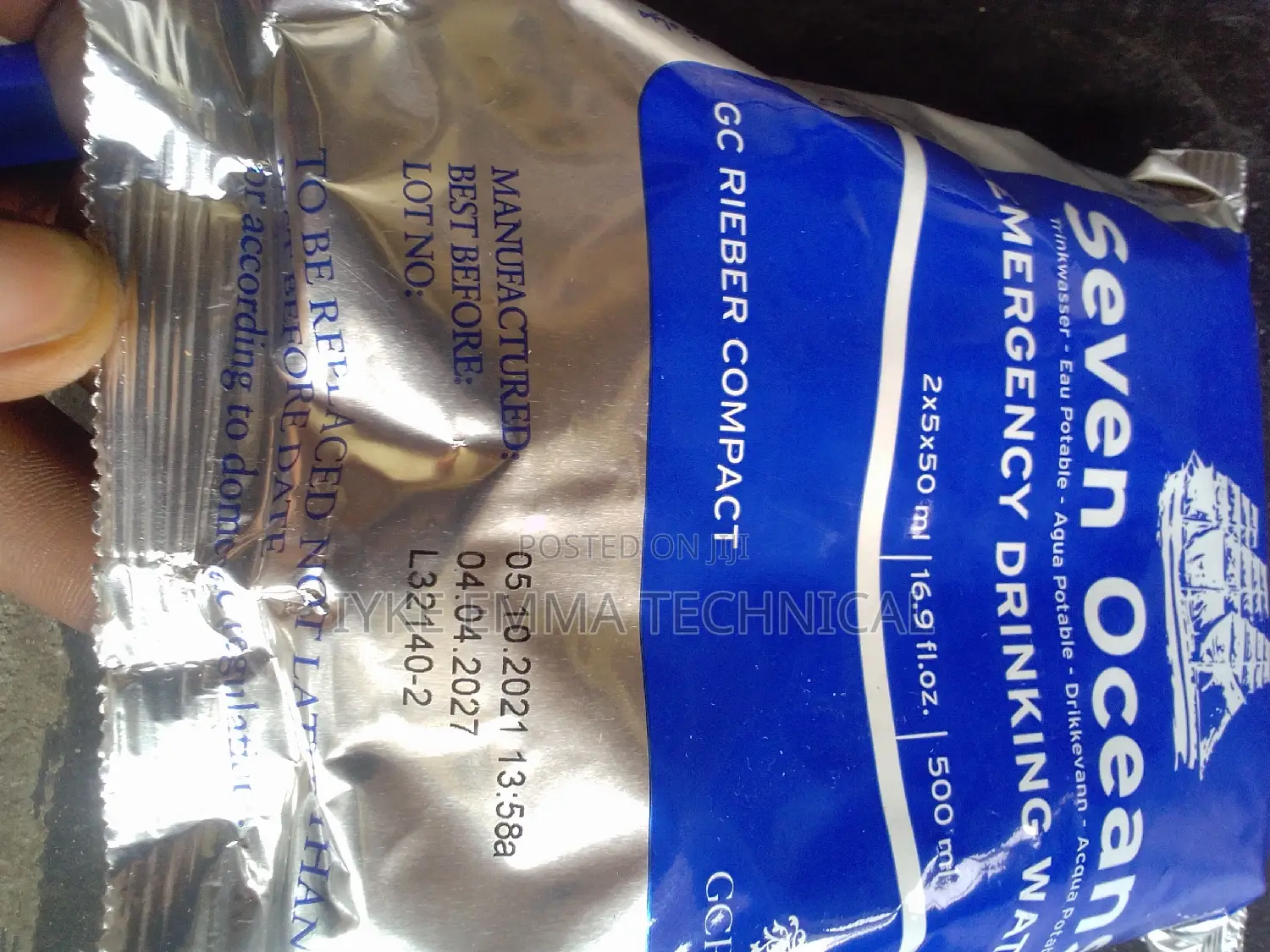 Seven Oceans Emergency Drinking Water 500ml