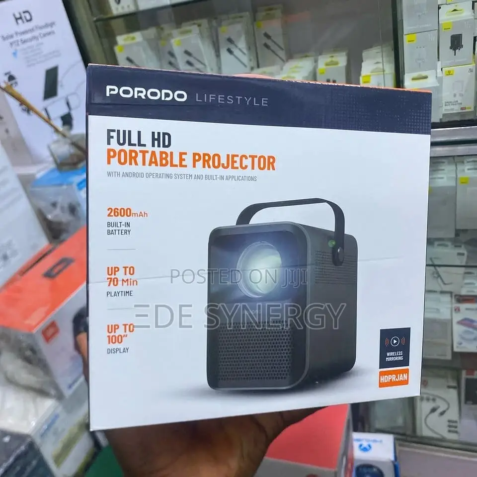 Wireless 2600mah Porodo Full Hd Portable Projector