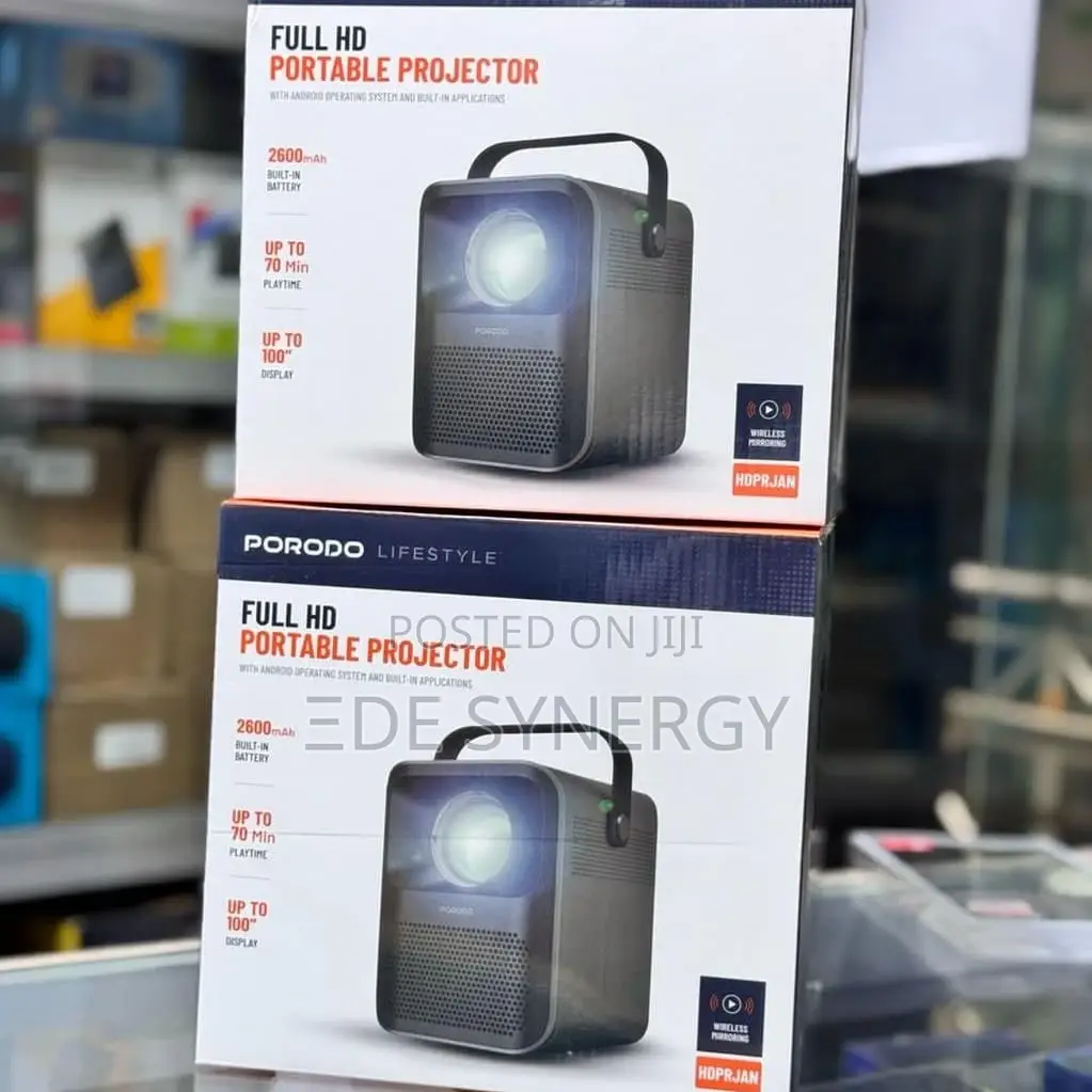 Wireless 2600mah Porodo Full Hd Portable Projector