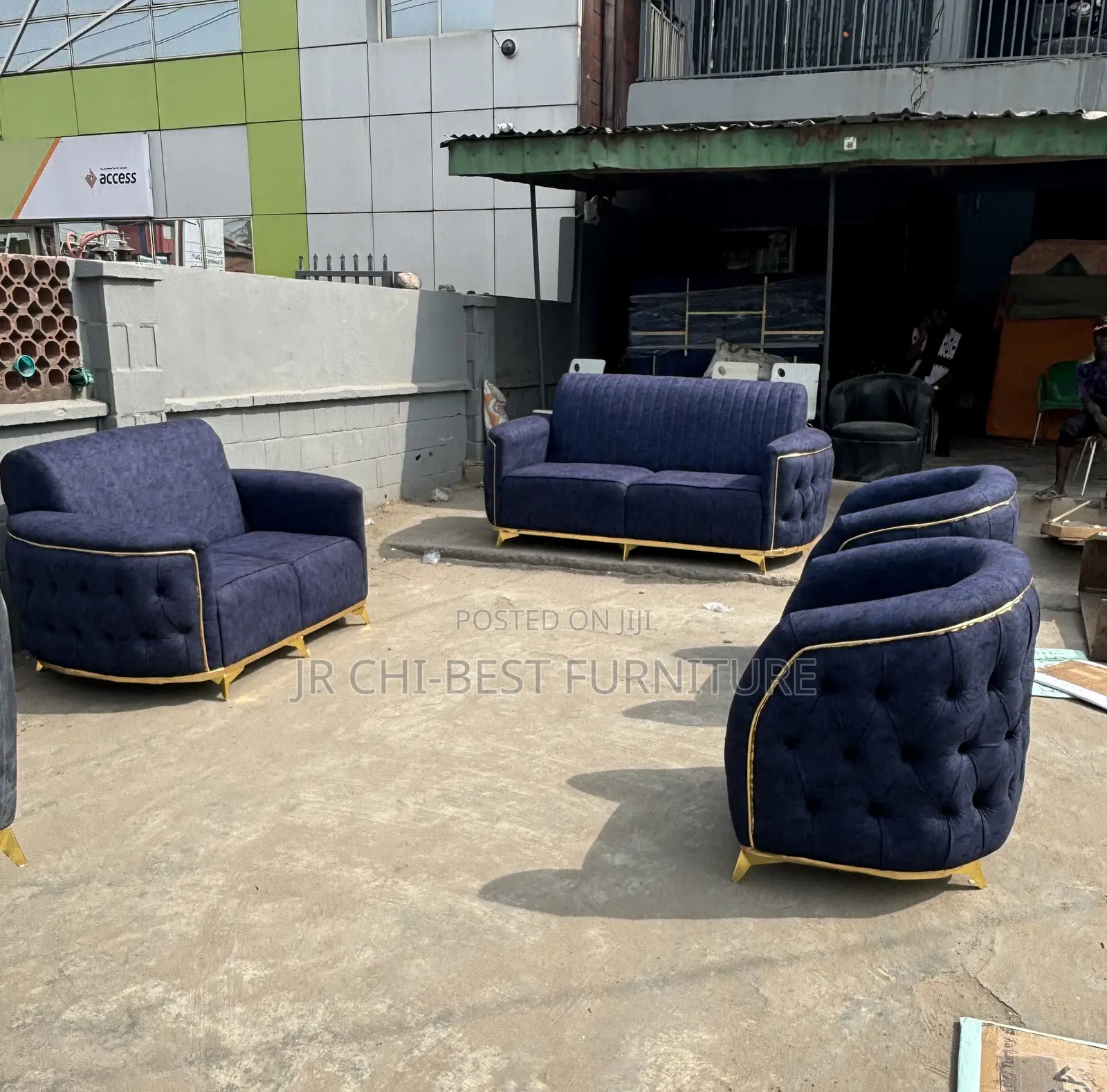 Set of Classic Living Room Fabric Upholstery Seven Seater Sofa | Couch
