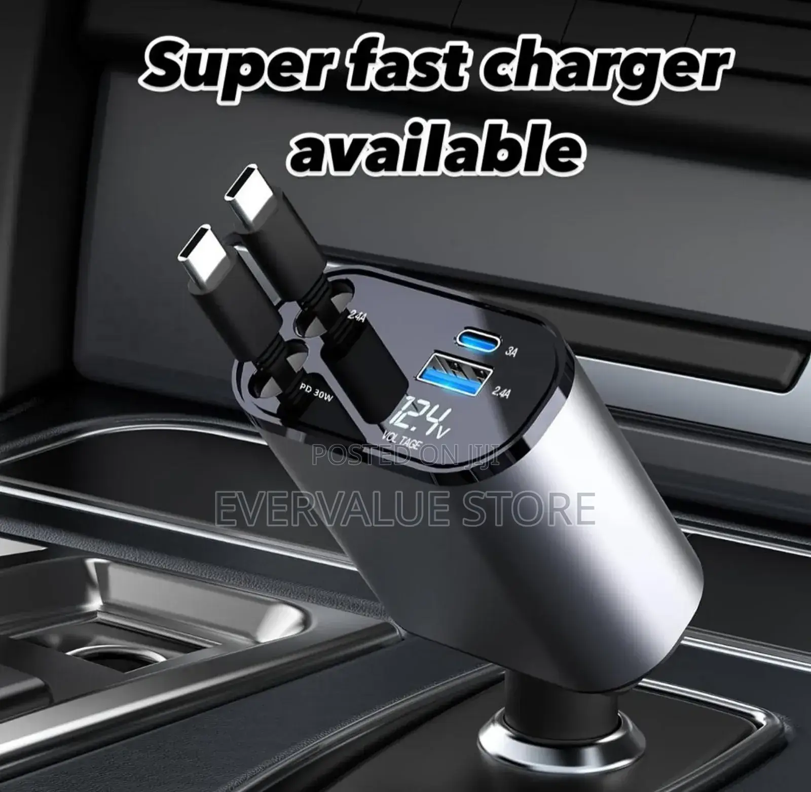 Retractable Car Charger,4 in 1 Fast Car Phone Charger
