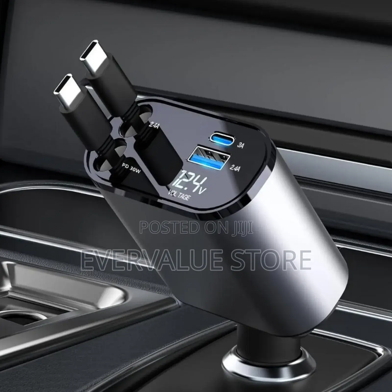 Retractable Car Charger,4 in 1 Fast Car Phone Charger