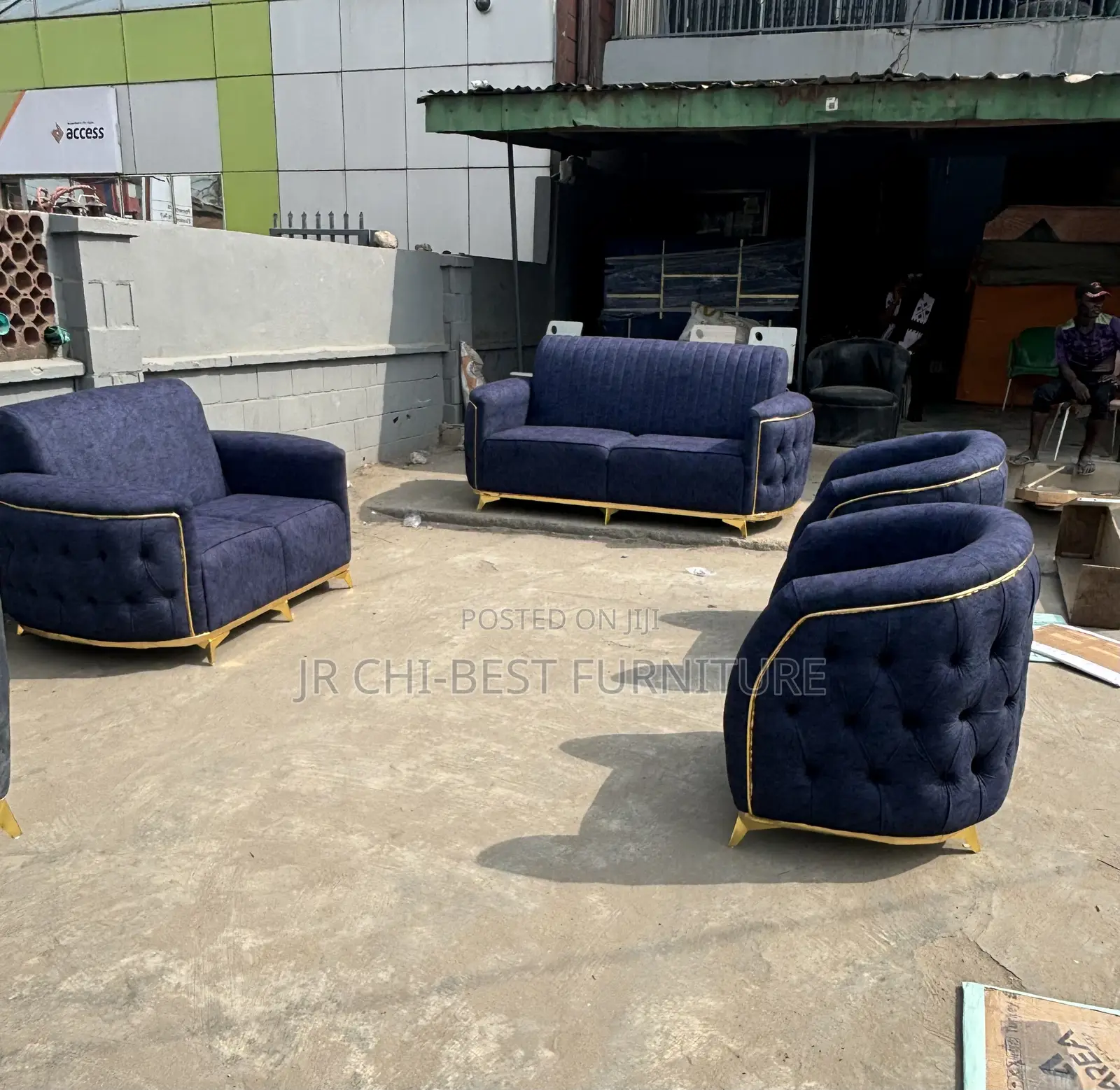 Well Constructed Set of Upholstery Padded Fabric Sofa Chairs