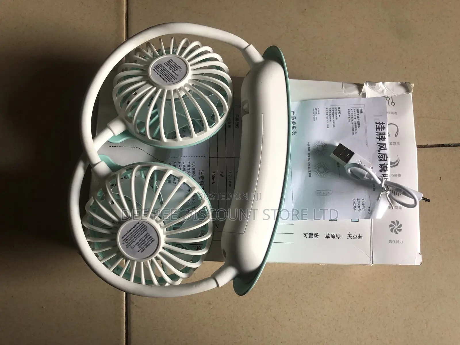 Portable Hand Free Neck Wearable Sport 3 Speeds Fan