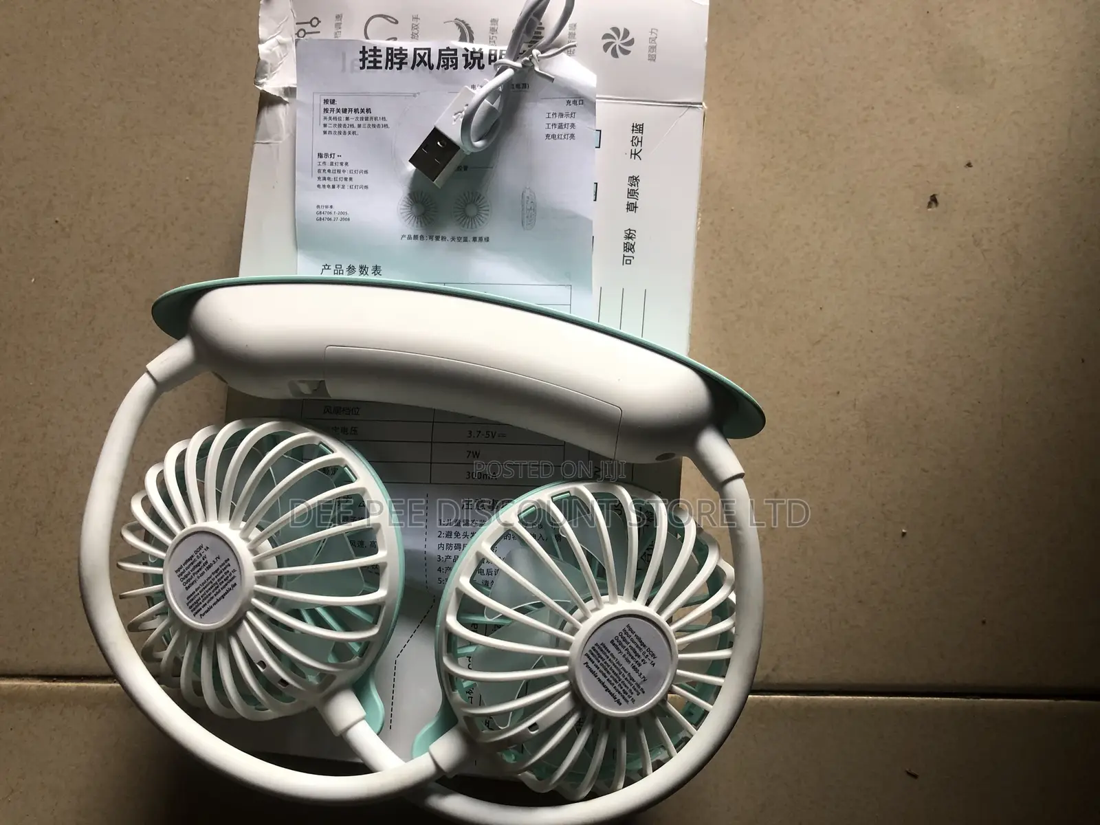 Portable Hand Free Neck Wearable Sport 3 Speeds Fan