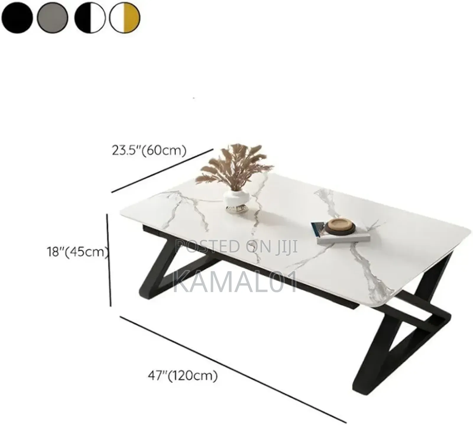 Furniture Square Stone Coffee Table With Steel Frame 100cm
