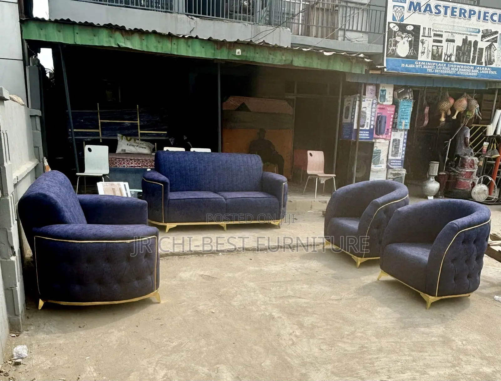 Top-Notch Set of Upholstery Padded Living Room Fabric Chair Sofa Couch