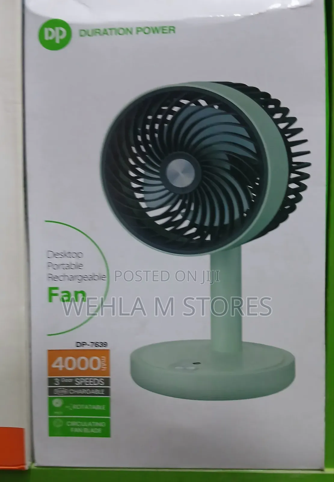Dp Desktop Portable Rechargeable Fan- Dp-7639