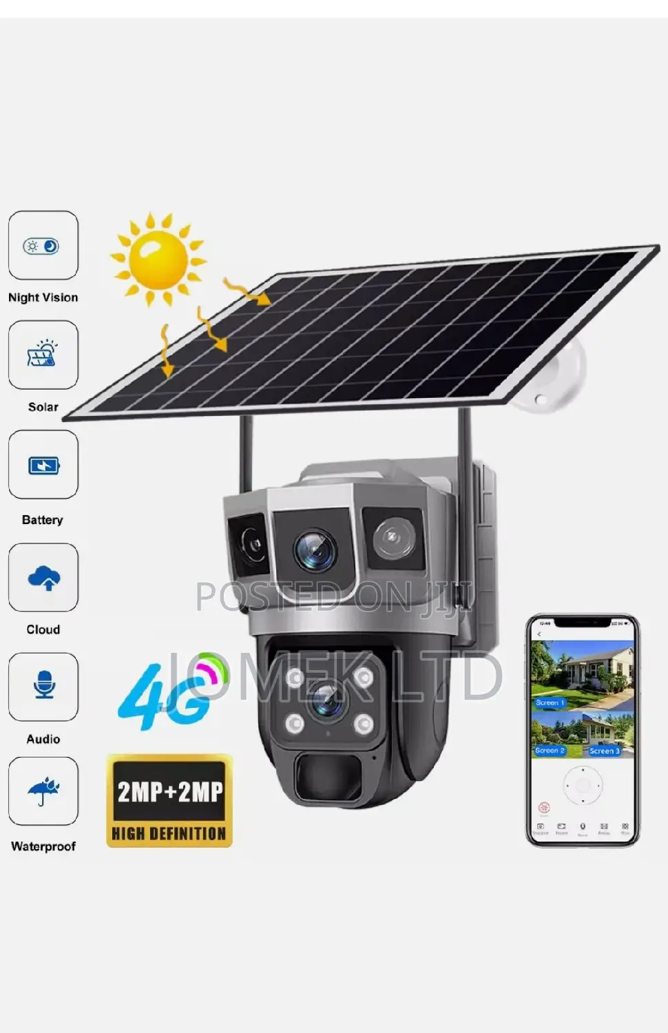 4g Sim 3 Lens Camera 6mp PTZ Full Hd Color Night Vision CCTV
