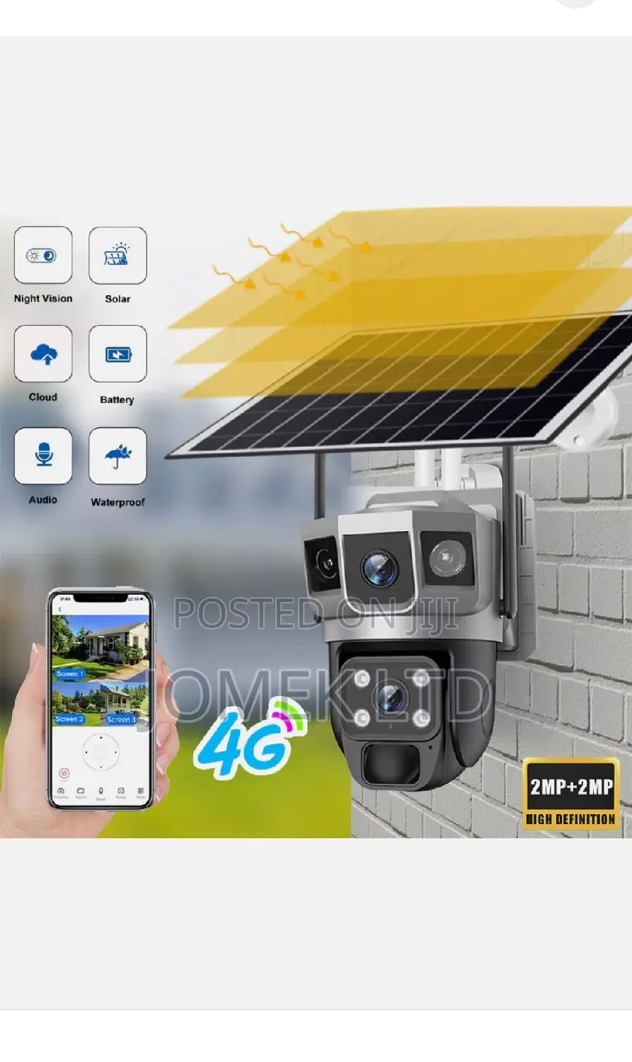 4g Sim 3 Lens Camera 6mp PTZ Full Hd Color Night Vision CCTV