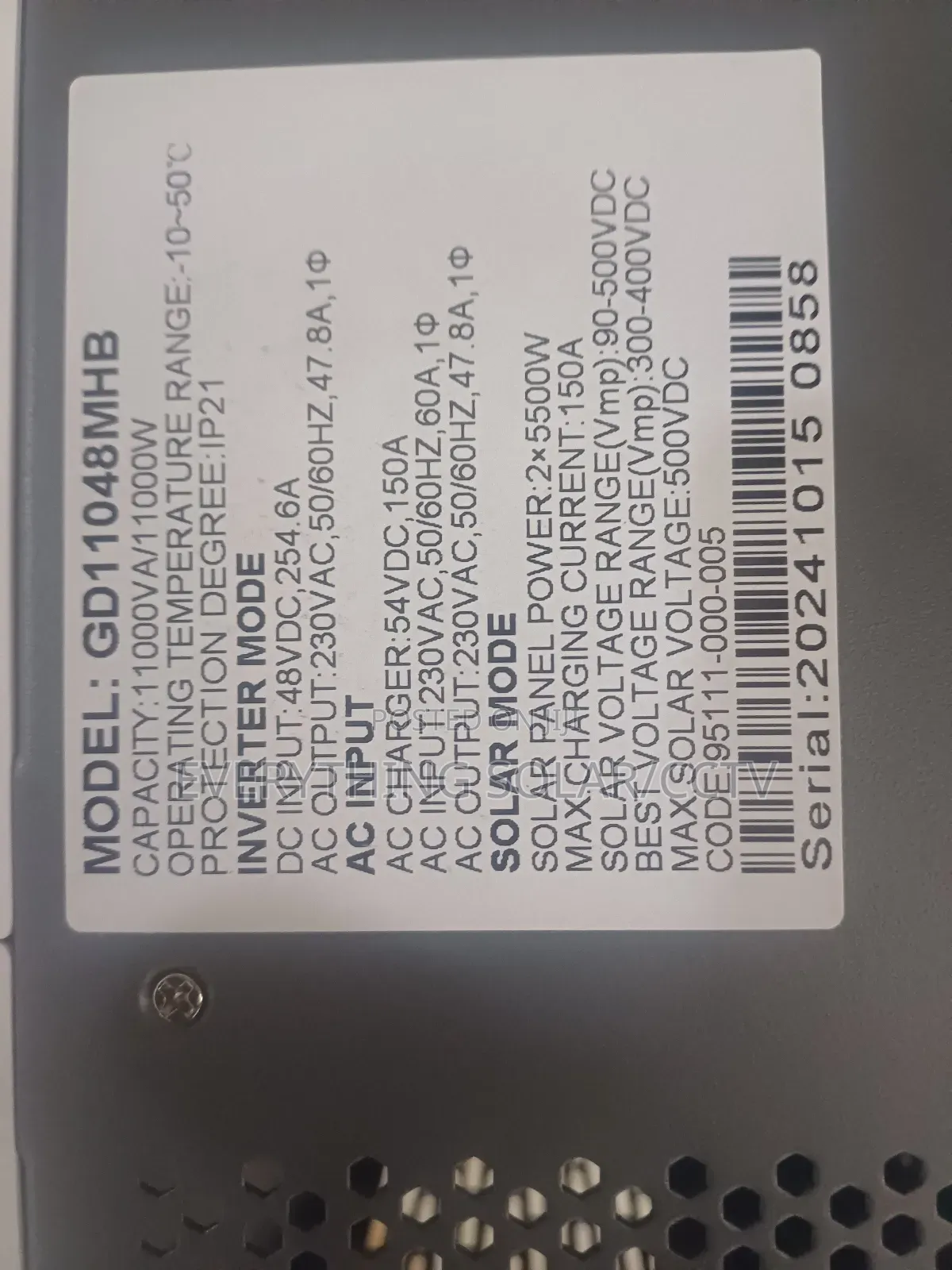 15kw Lithium, 11kw Inverter Set Up