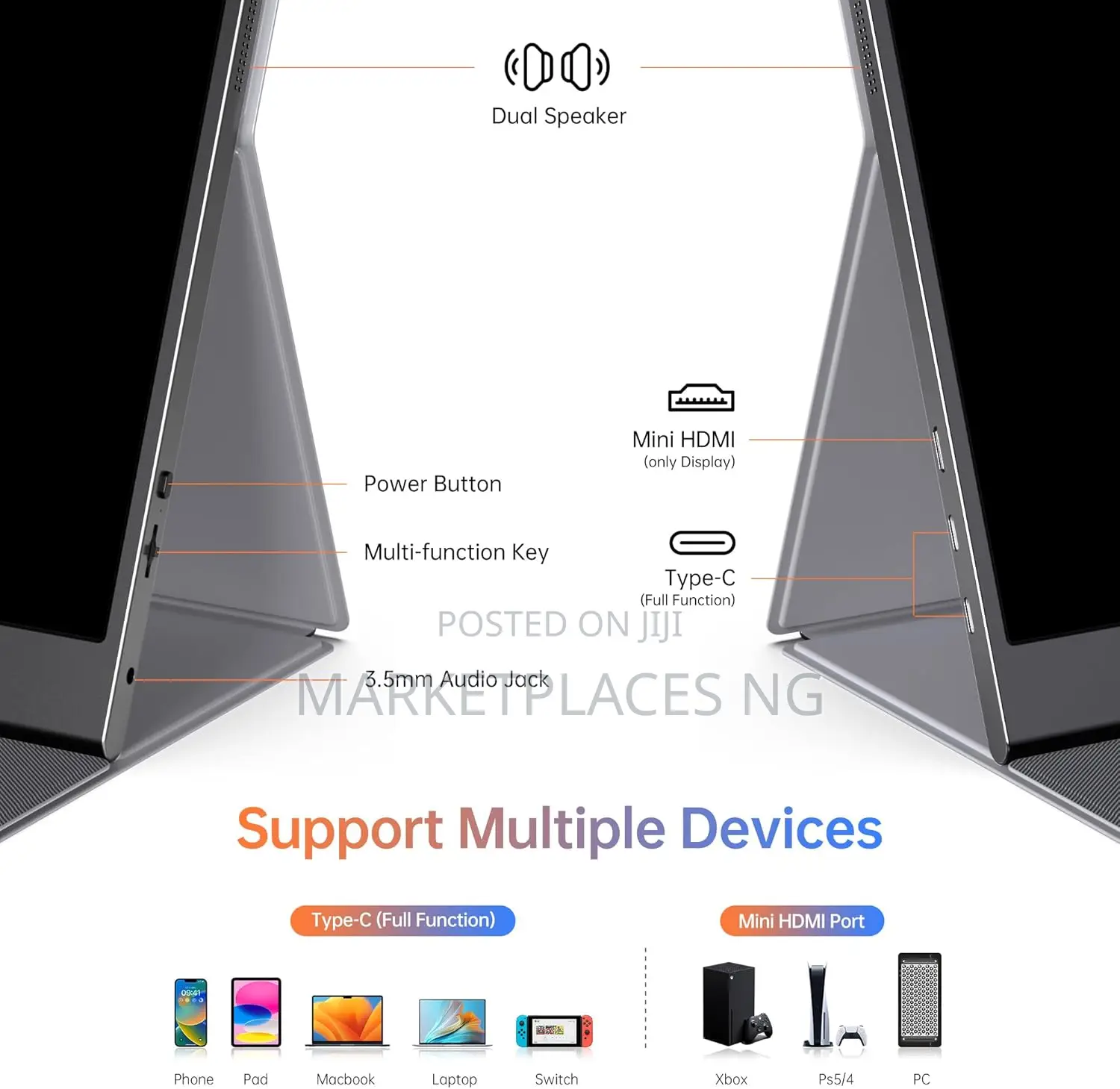 15.6" Portable Monitor – 1080p Usb-c Hdmi Ultra-thin Display