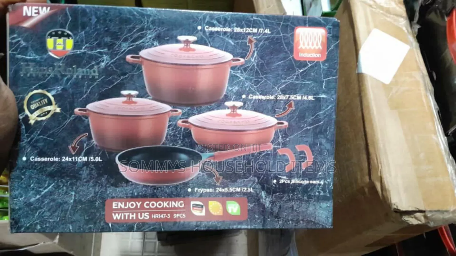 4pcs Enamel Cast Iron Pot With Pan