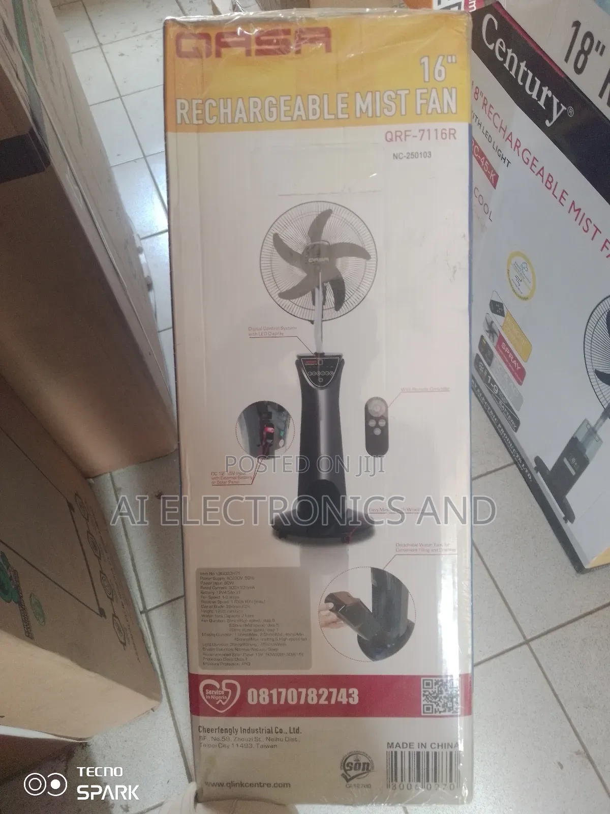 Qasa Rechargeable and Mixed Fan 16inches