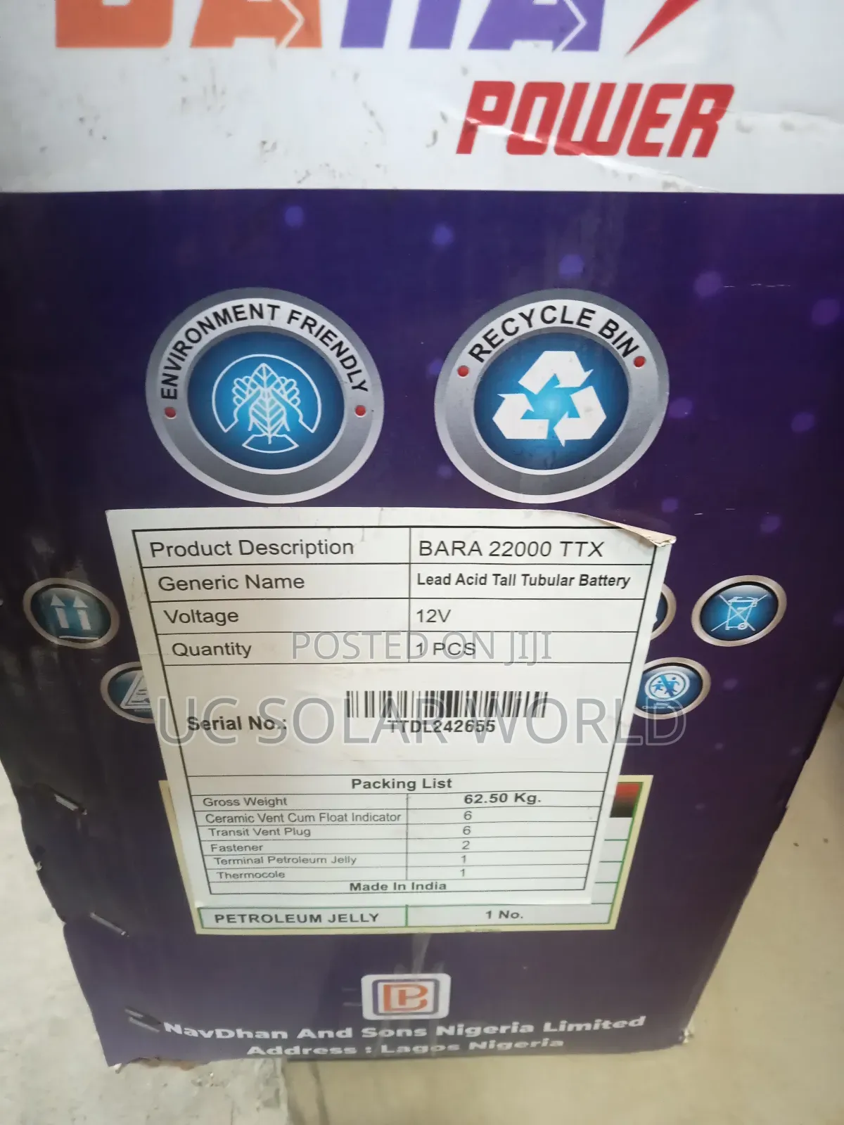 Bara 220a Tubular Battery
