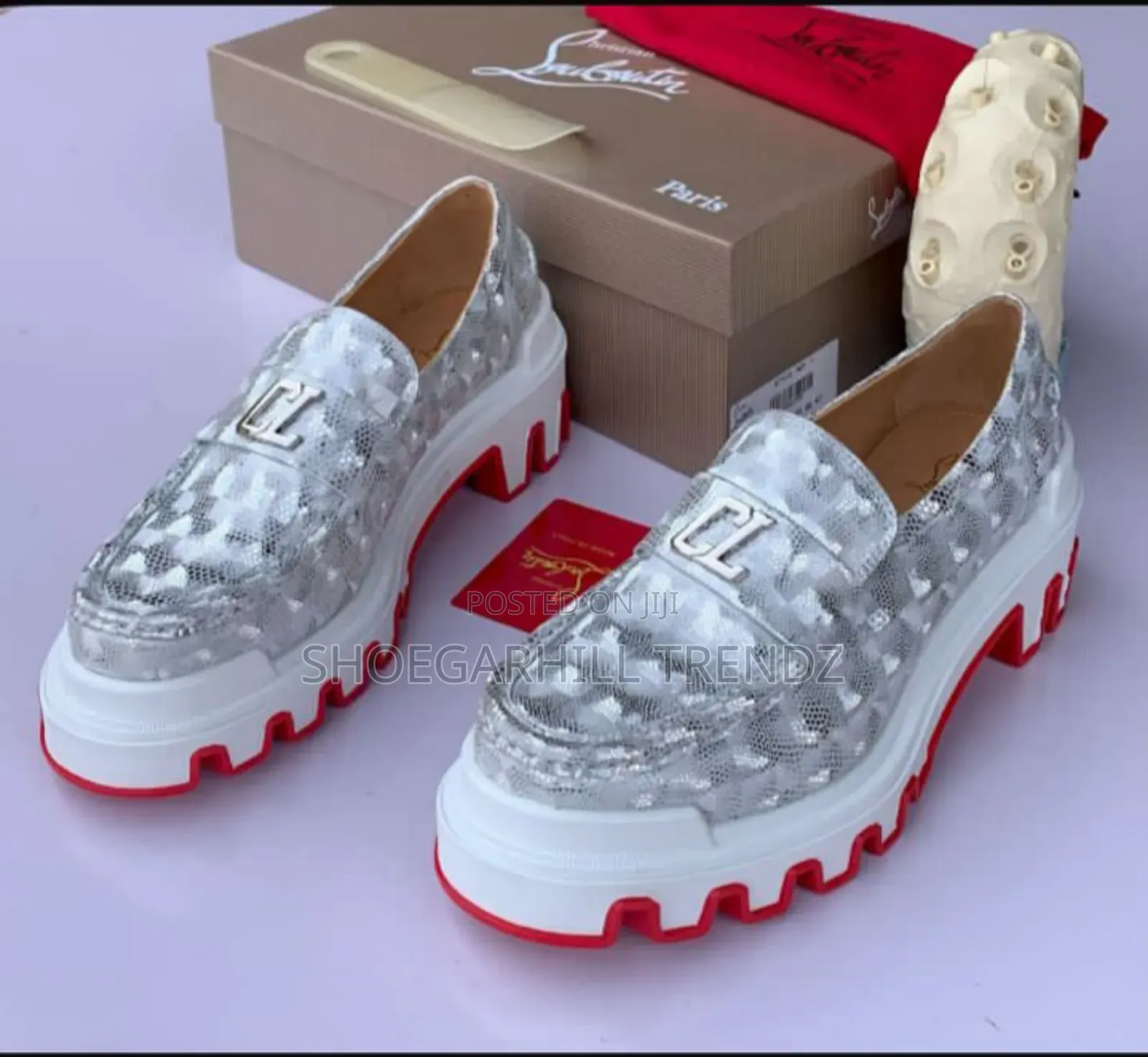 Classy Men's Shiny and Plain White Red Sole Shoes
