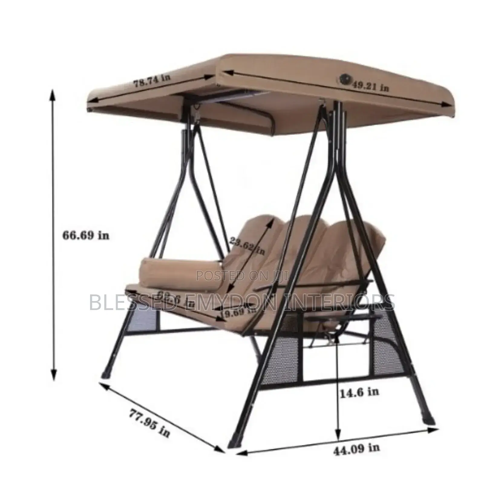 Outdoorsesslifepatioswingswithcanopy for Adults - 3-Seater