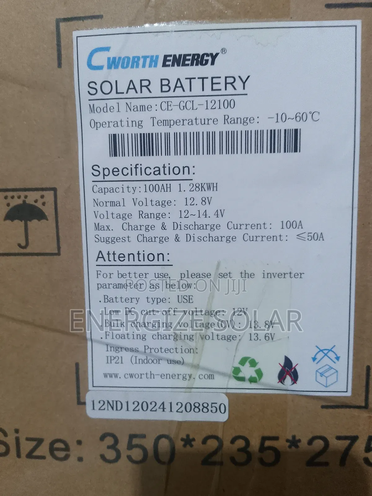 1.28kwh 12v Cworth Lithium Ion Battery