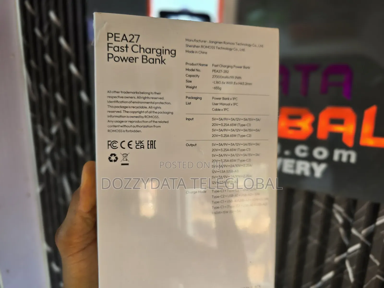 Romoss 27000mah 65w Pea27 Fast Charging Powerbank