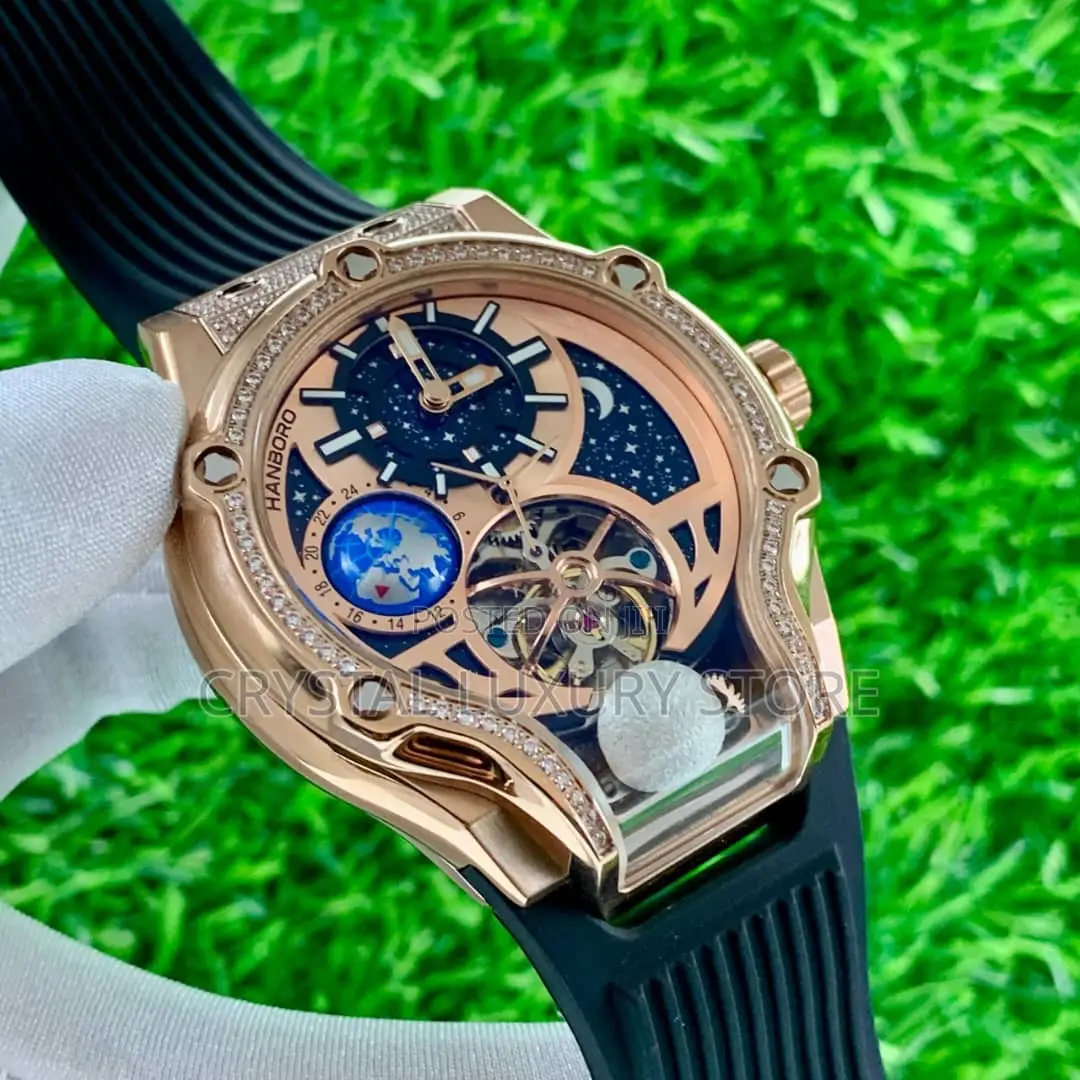 Hanboro Quality Luxury Men Rubber Strap Wristwatch