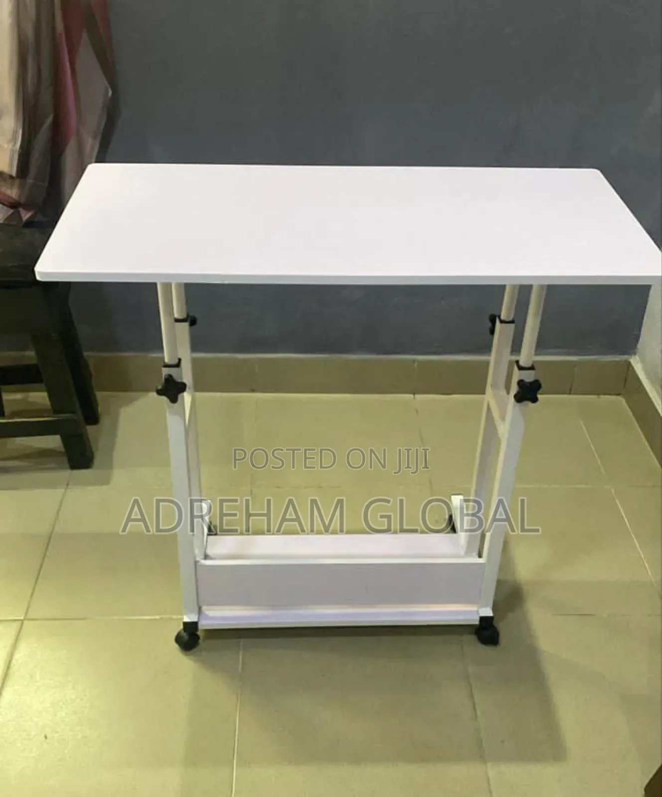 60cm Big Size Laptop Table (In White, Black Top/White Leg).
