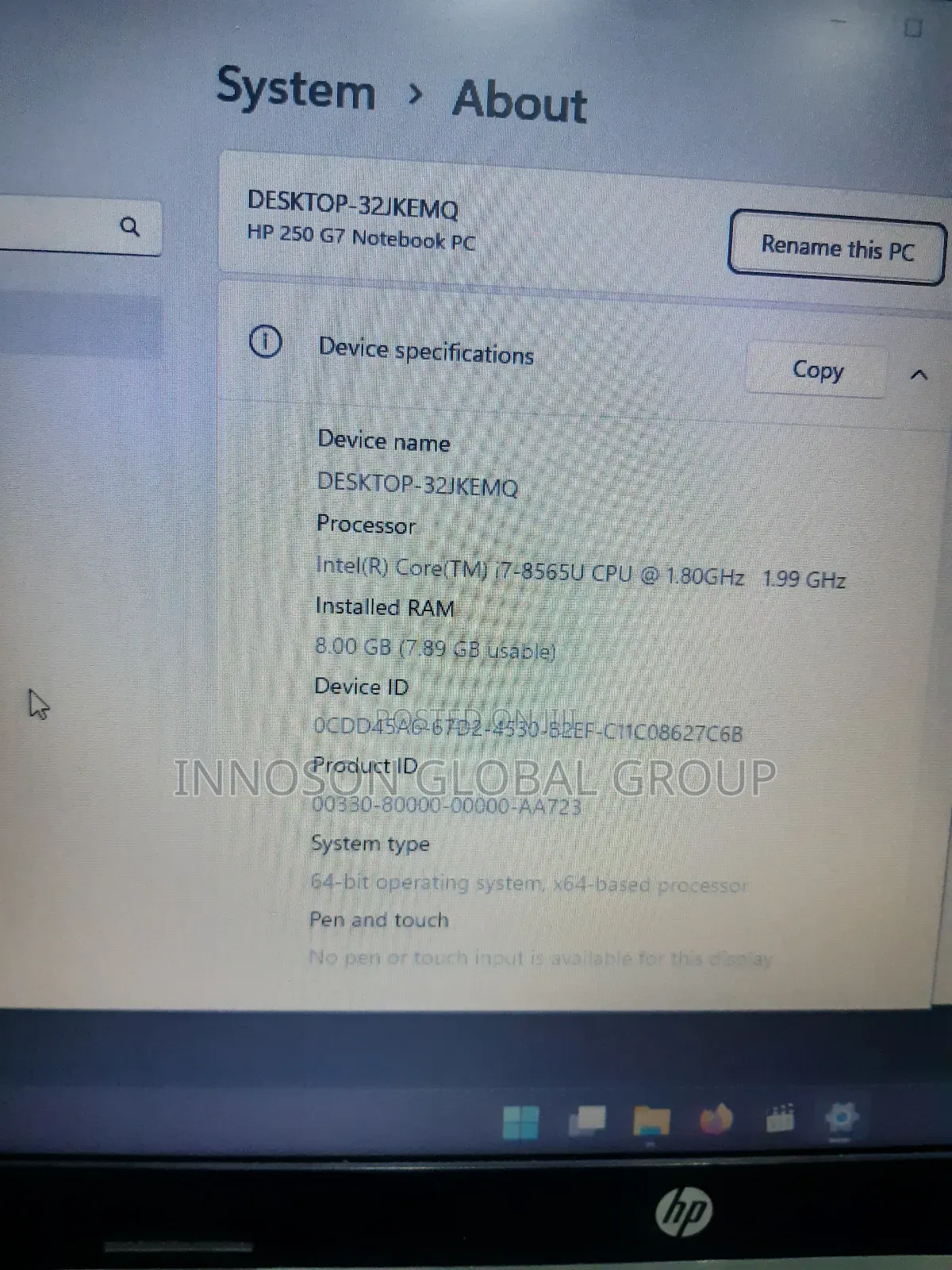 Laptop HP 250 G7 8GB Intel Core i7 SSD 256GB
