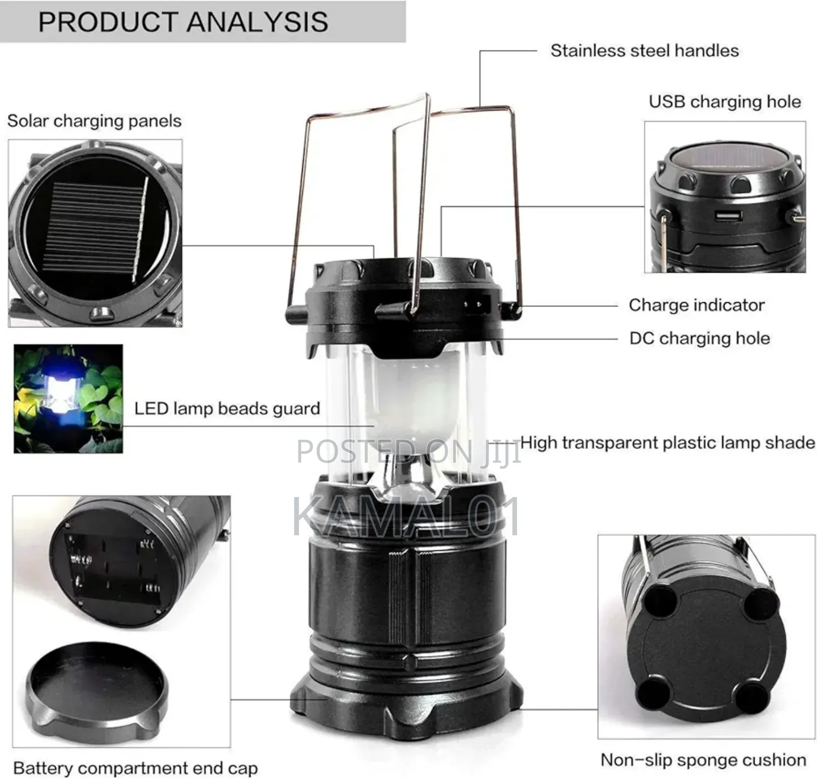 Rechargeable Solar and Charging Led Lantern Torch Light