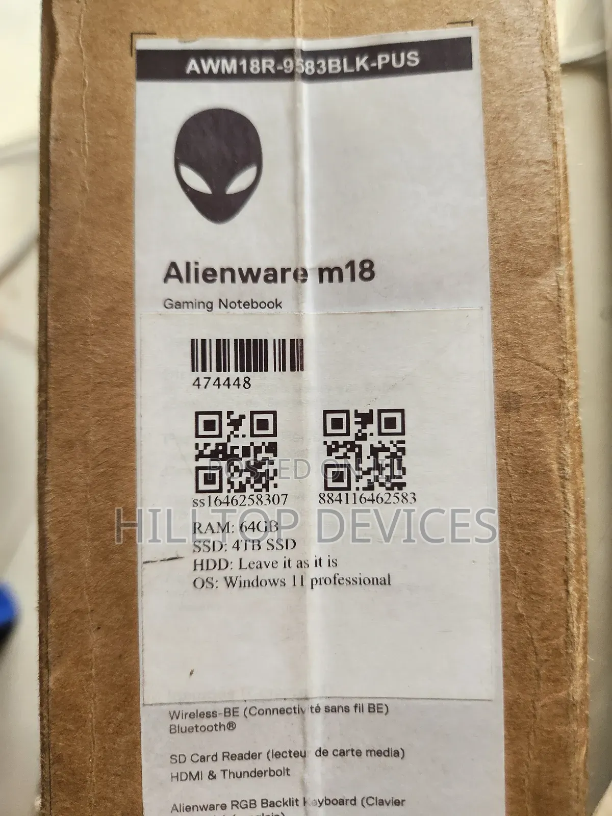 New Laptop Dell Alienware M18 R2 64GB Intel Core I9 SSD 4T