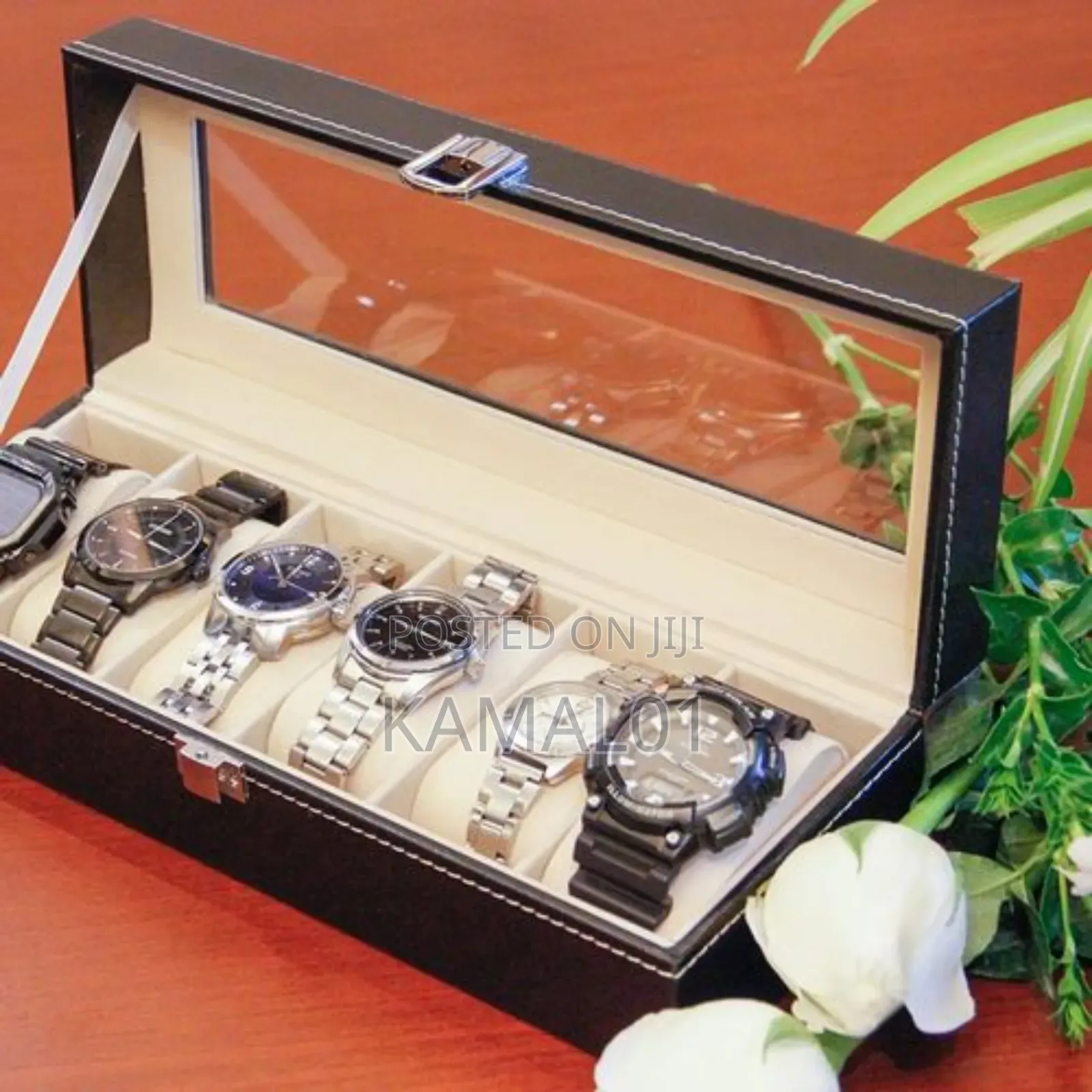 6 Pieces Slot Luxury Pu Leather Watch Box/Storage Box