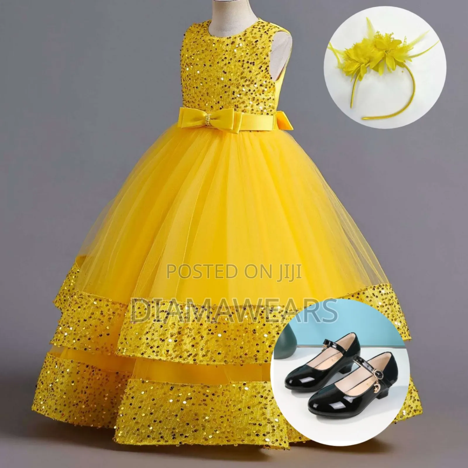 Yellow Children Ceremonial Full Ball Gown