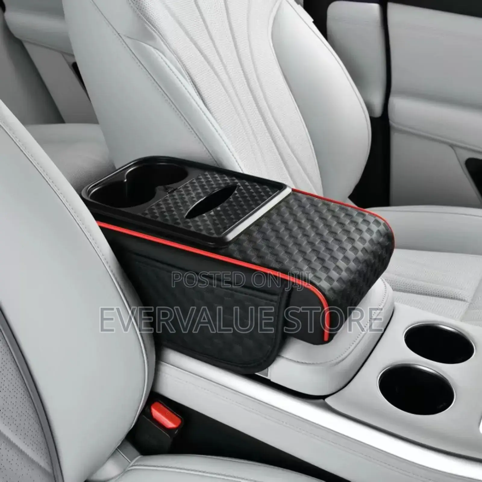 Car Armrest Cover With Cup Holder, Tissue Box Side Pockets