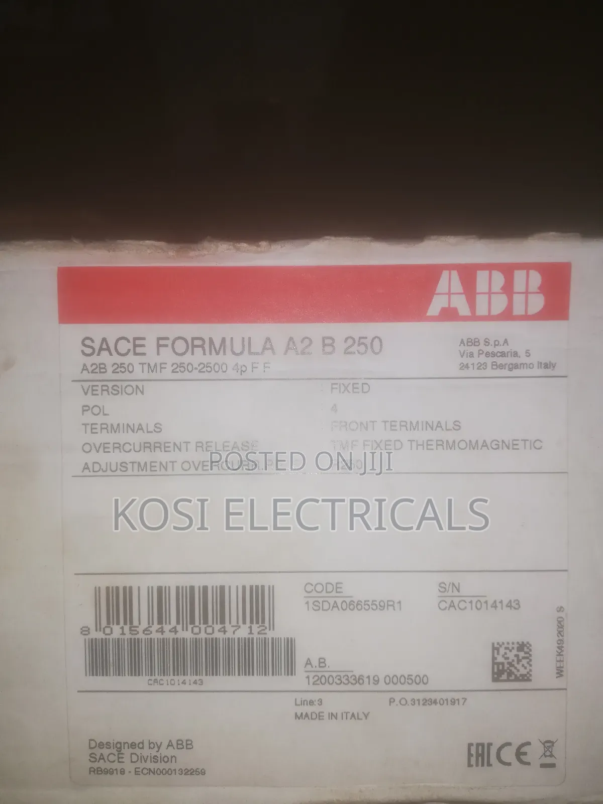 Abb McCb Breaker 250a