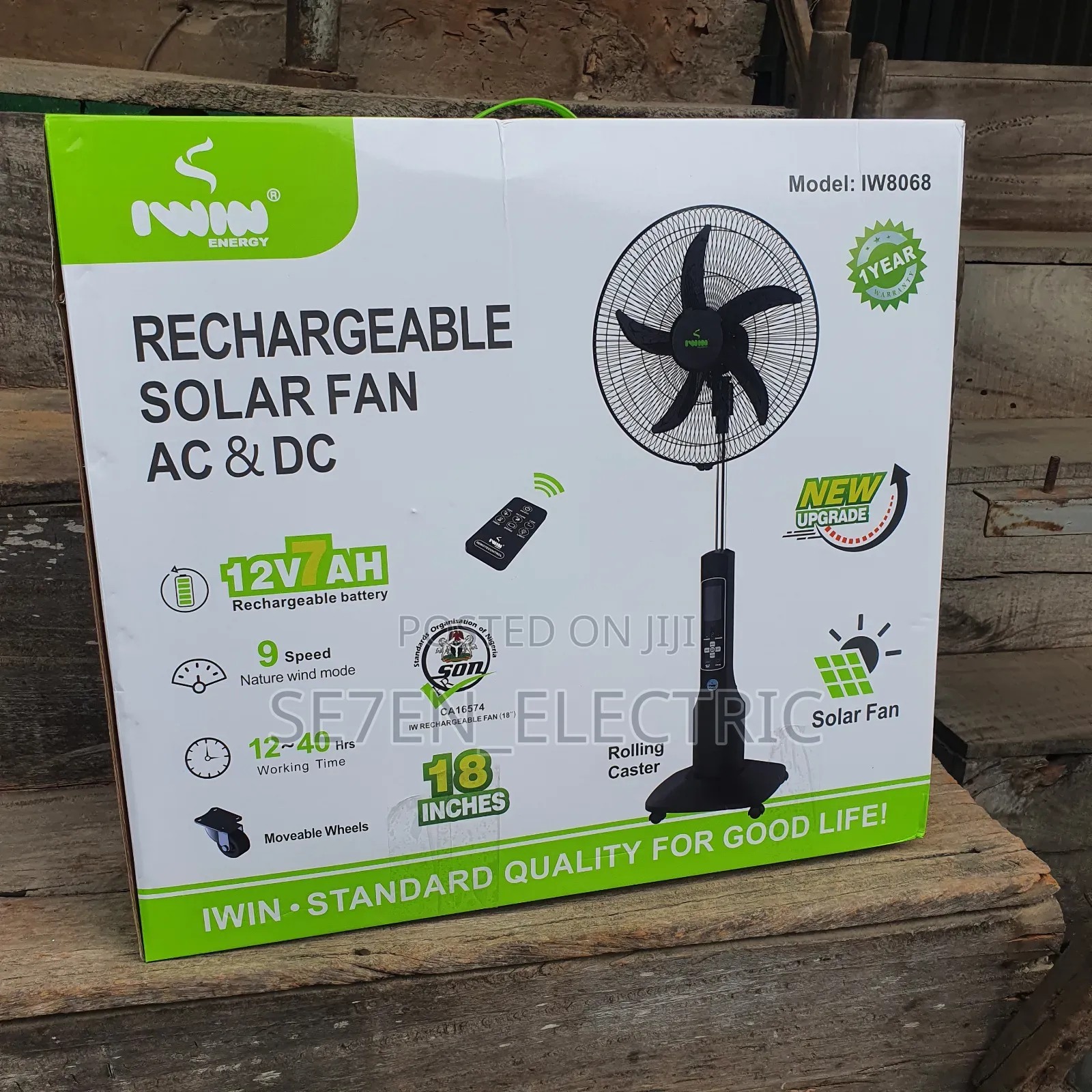 Iwni Rechargeable Standing Fan Iw8068