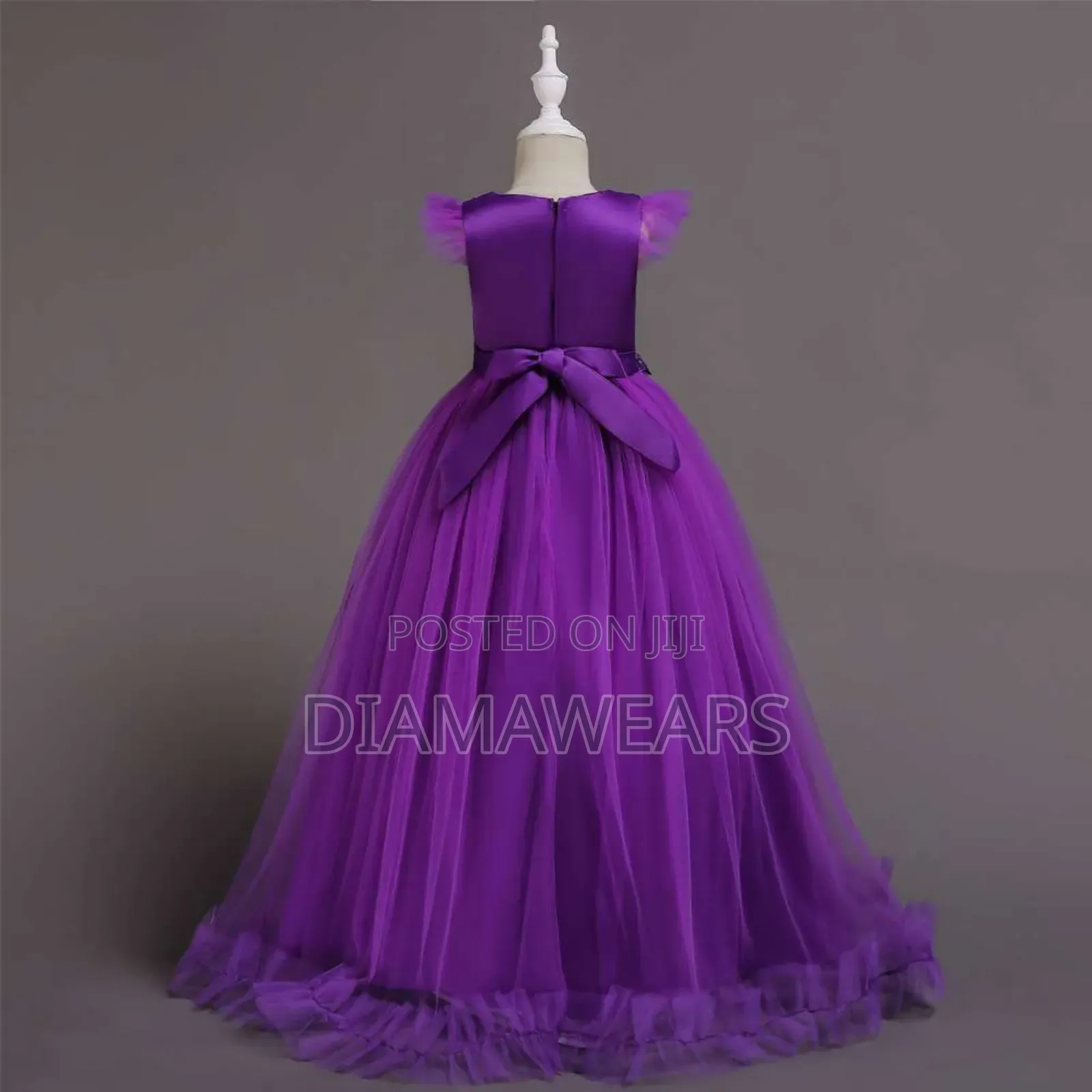 Purple Ceremonial Princess Long Fluffy Ball Gown