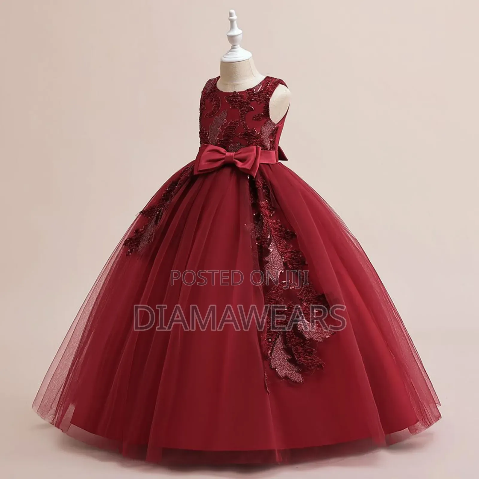 Red Wine Girls Special Event Full Ball Gown