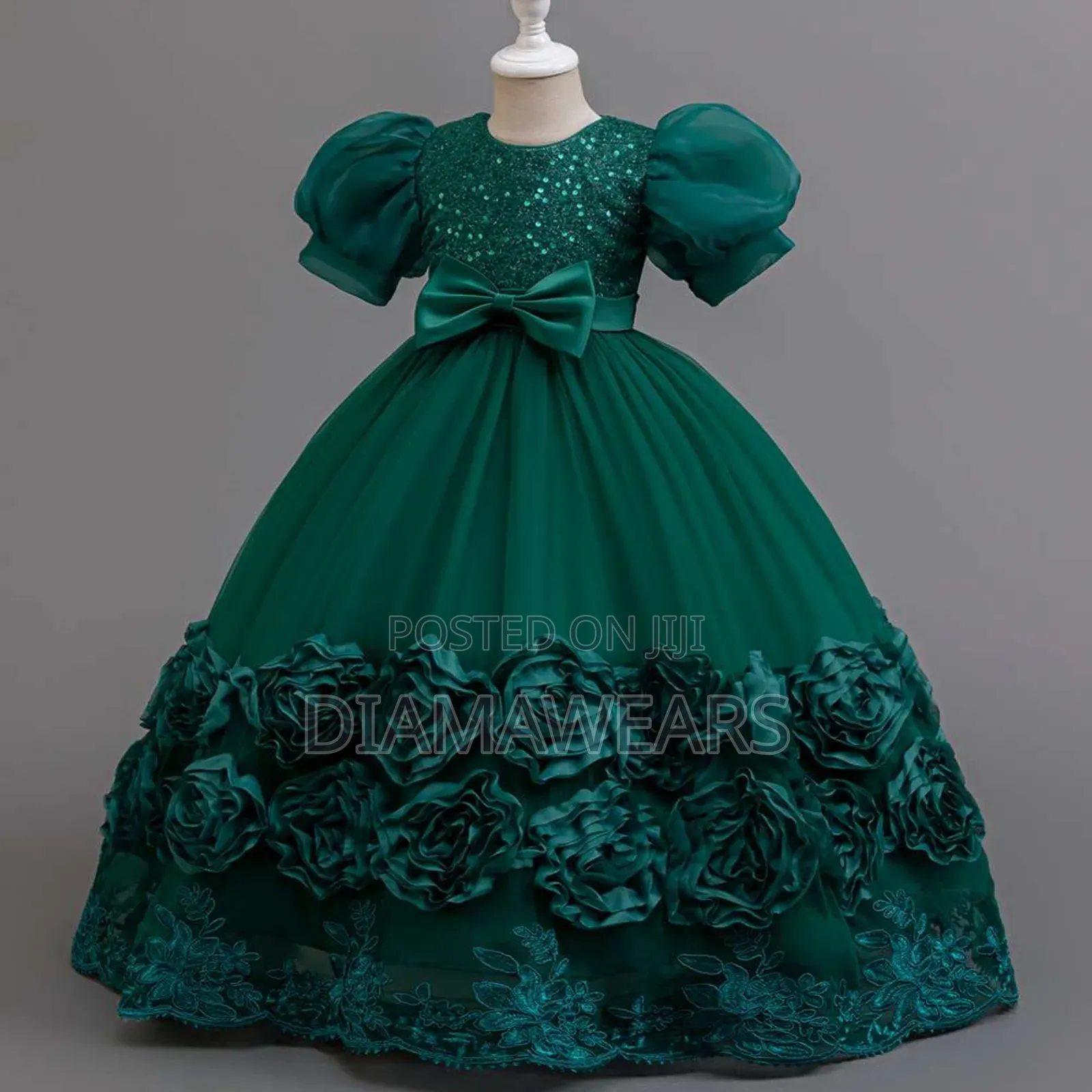 Green Beautiful Unique Ceremonial Princess Full Ball Gown