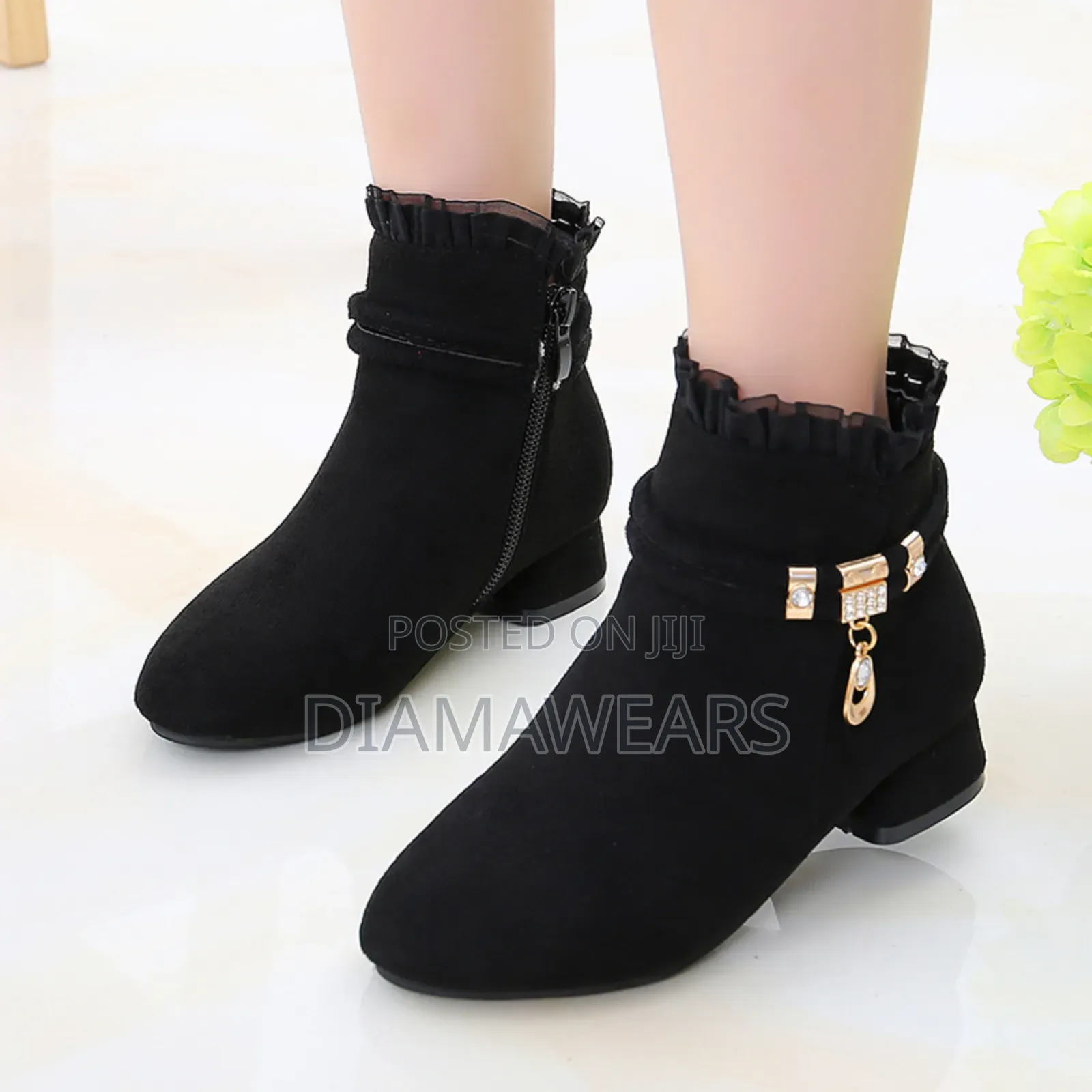 Black Velvet High Top Children Casual Shoe