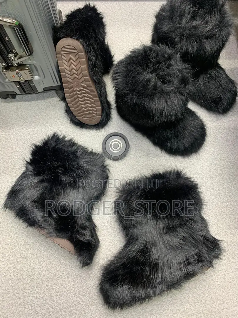 Faux Fur Boots for Women Warm Fuzzy Fluffy Winter Fury Snow