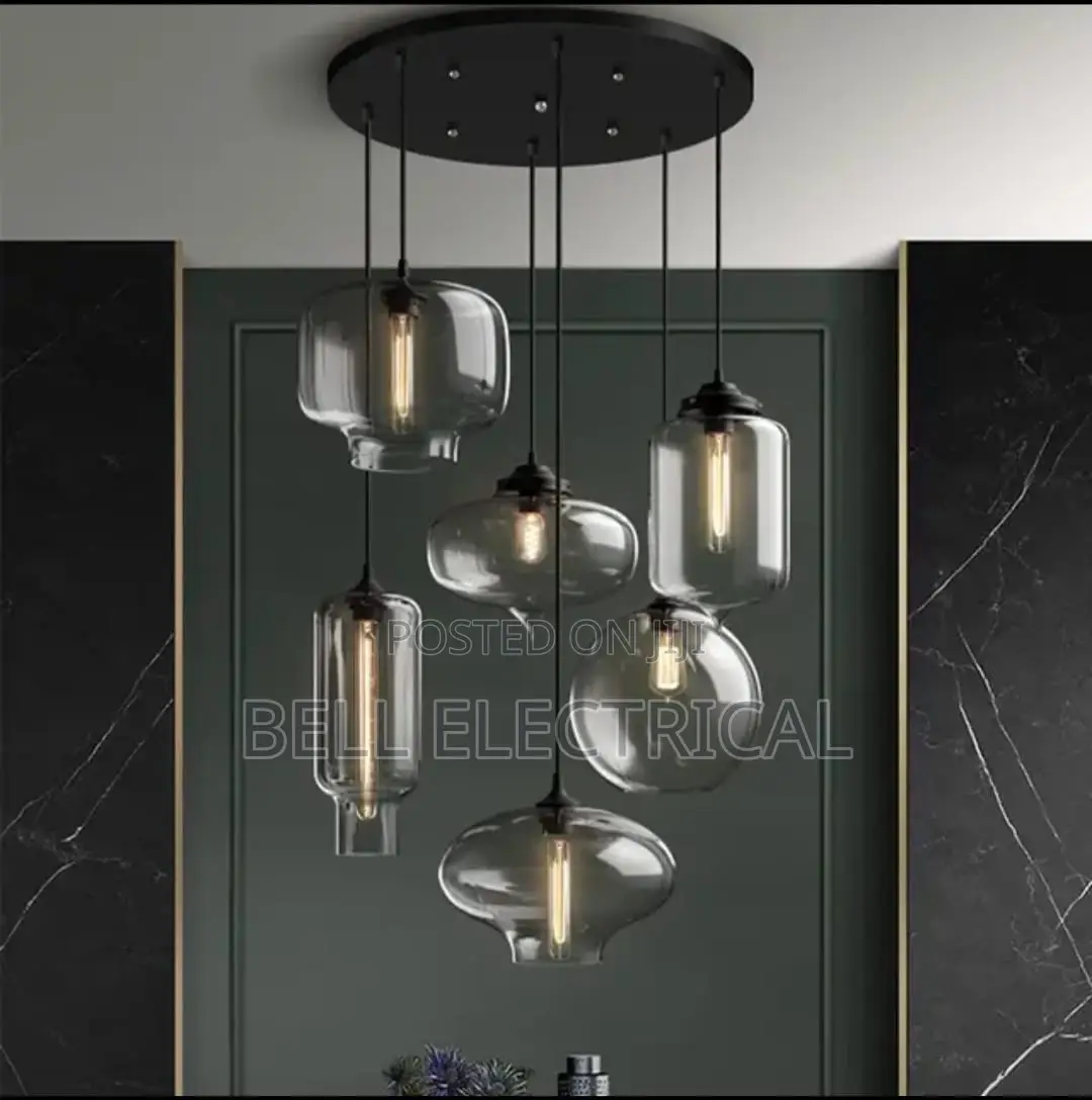 Modern Smoked Glass Pendant Chandelier