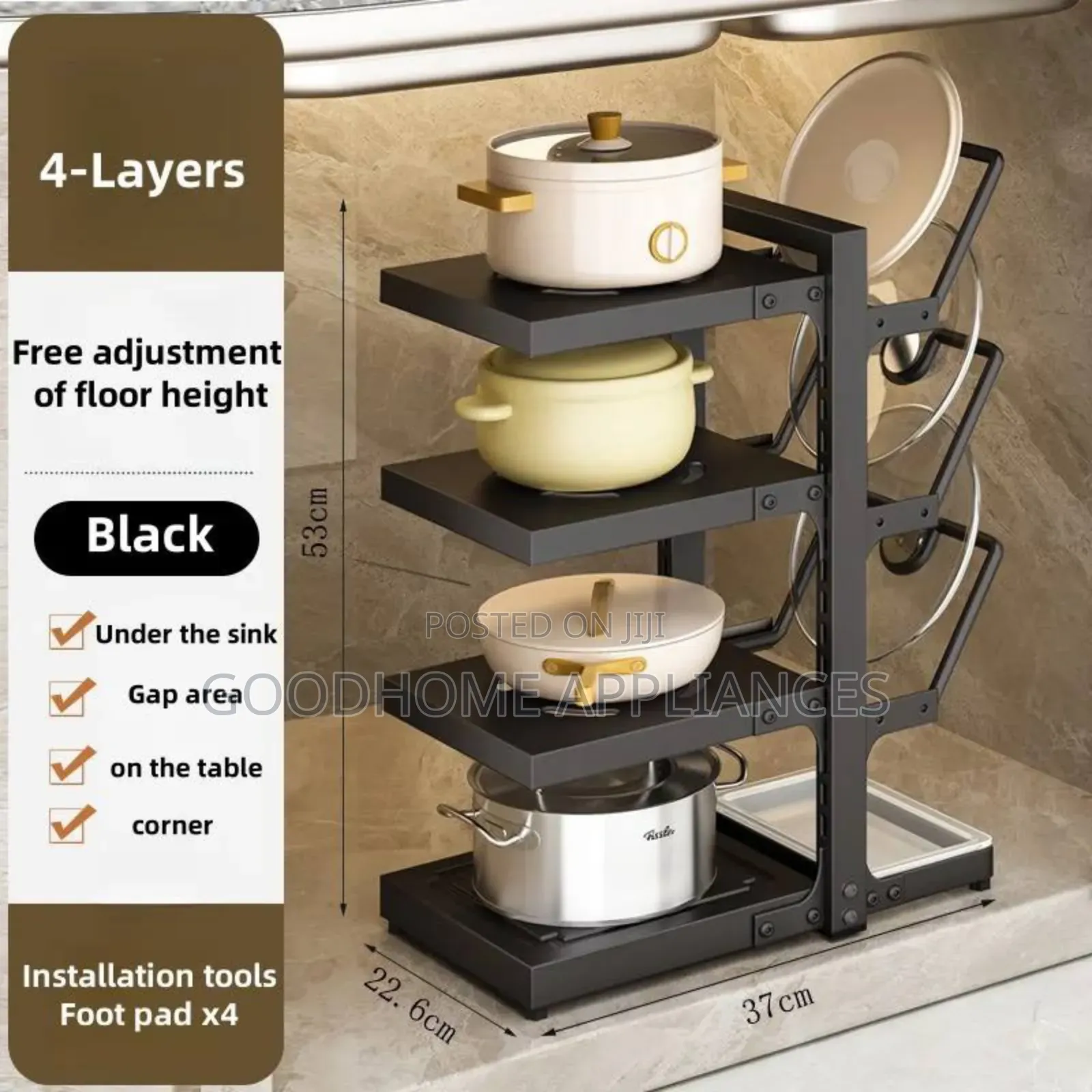 4-Layer Under-Sink Pot Rack