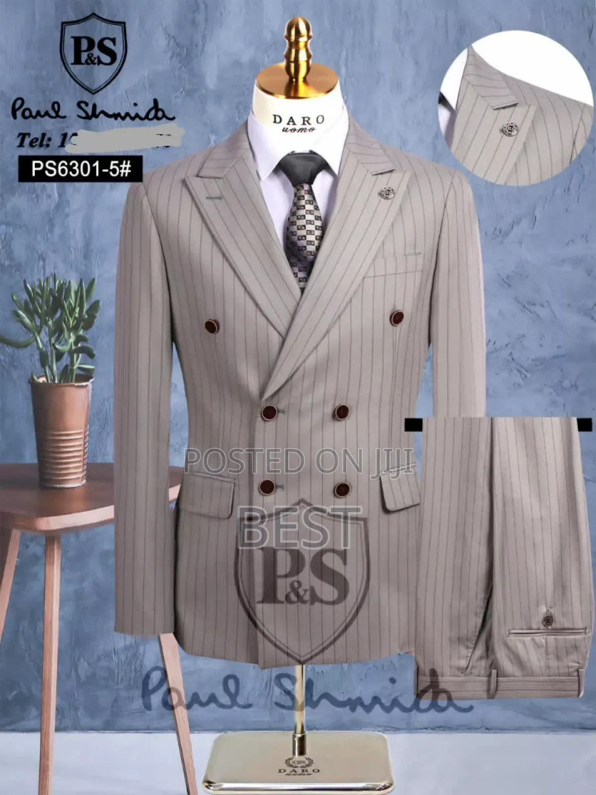 Luxury Double Breasted Strips Suit for Men of Class