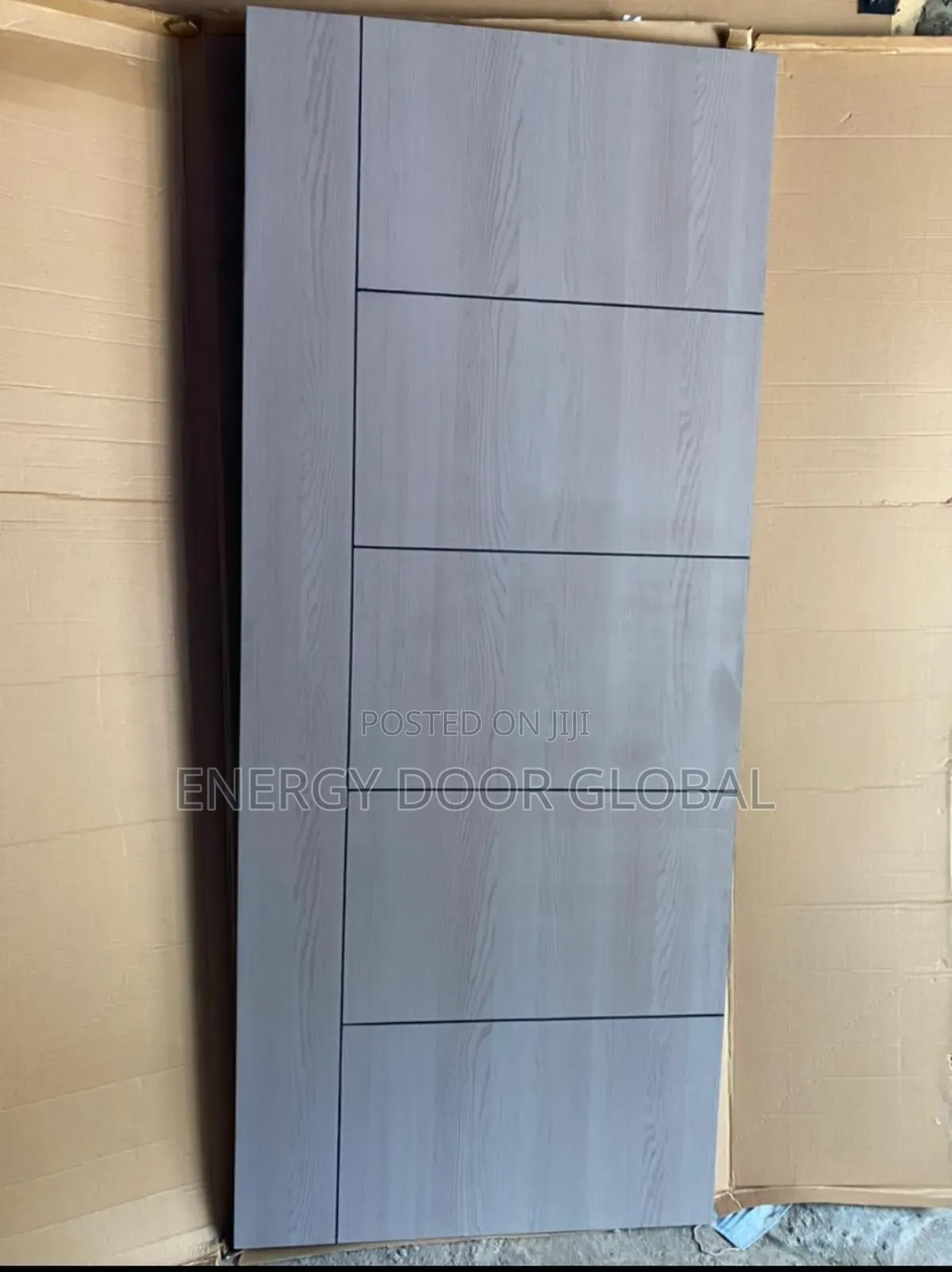 Light Gray Patterned Line Wooden Room Door