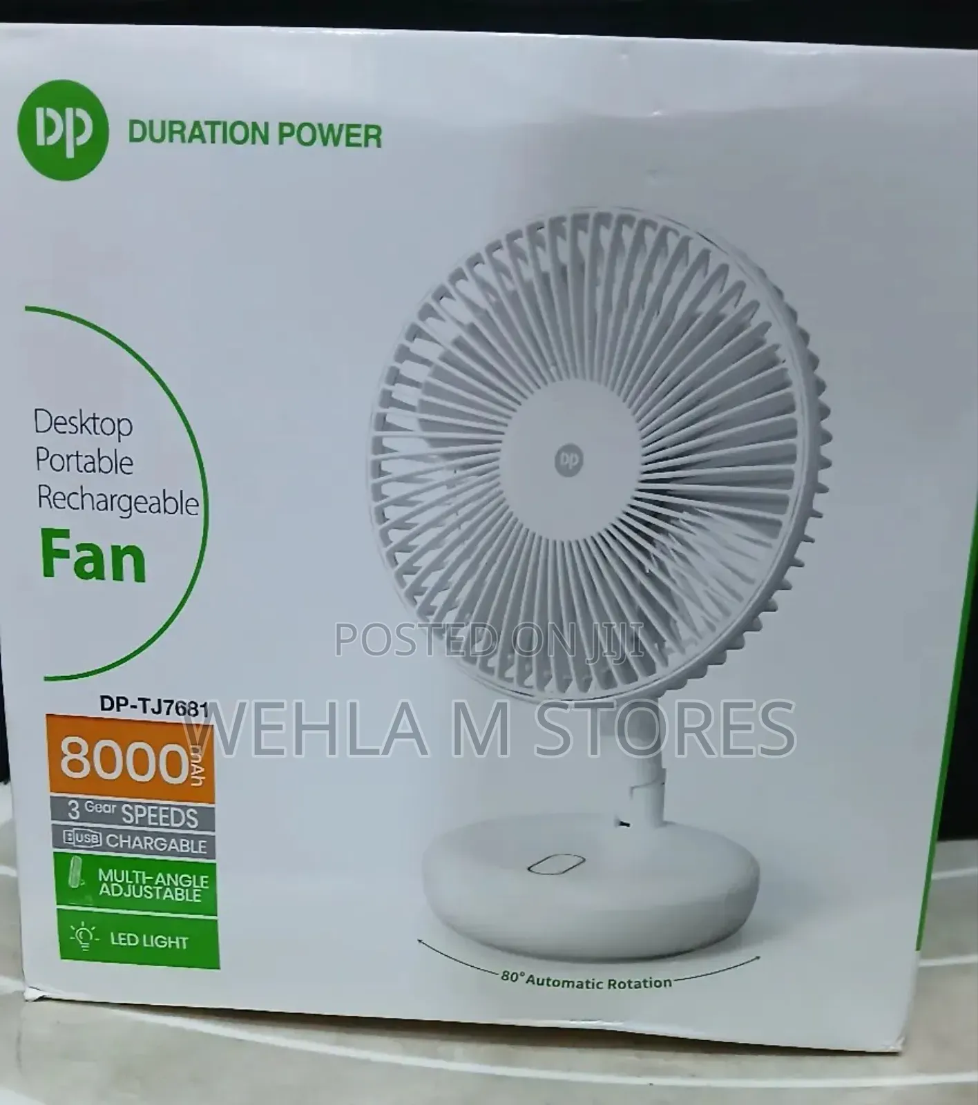 Dp Desktop Portable Rechargeable Collapsible Fan - Dp-Tj7681