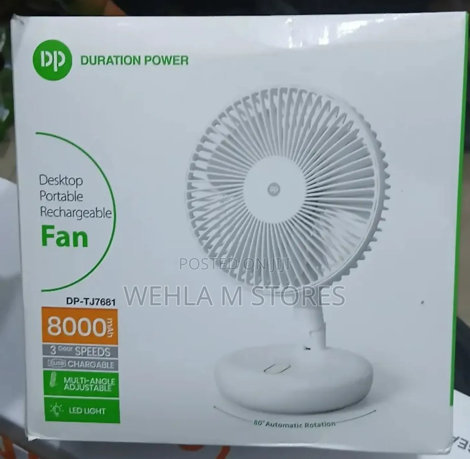 Dp Desktop Portable Rechargeable Collapsible Fan - Dp-Tj7681