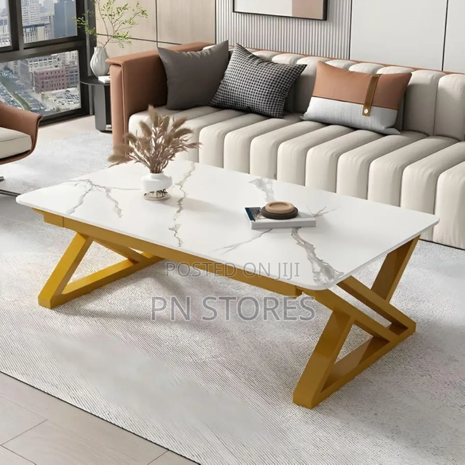 New Tech Furniture Stone Coffee Table With Steel Frame